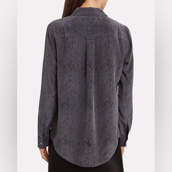 RAILS Kate Cobra Print 100% Silk Top Size XS charcoal black button up - Picture 4 of 12